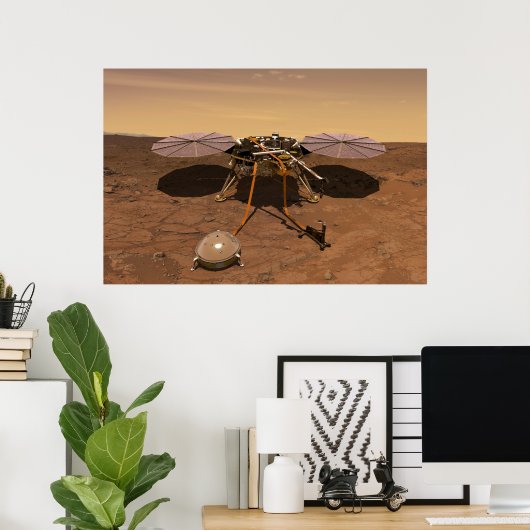 De Insight Lander opererend op het oppervlak van M Poster (Thuiskantoor)