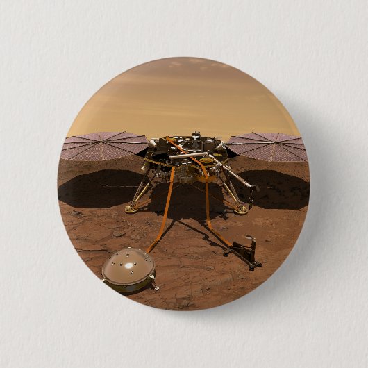 De Insight Lander opererend op het oppervlak van M Ronde Button 5,7 Cm (Voorkant)