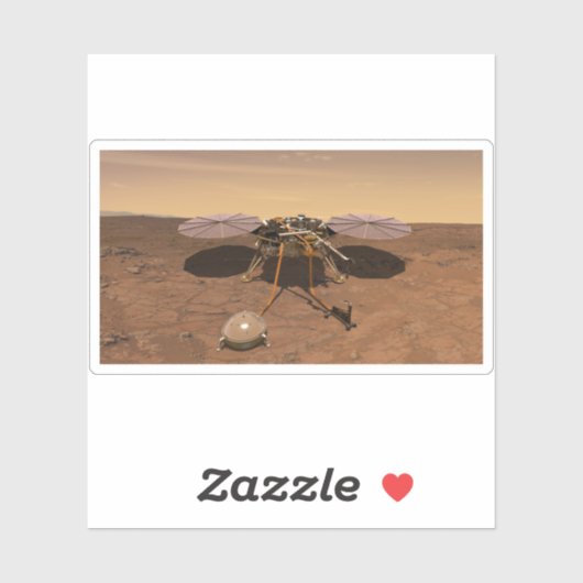 De Insight Lander opererend op het oppervlak van M Sticker (Vel)