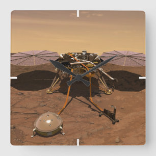 De Insight Lander opererend op het oppervlak van M Vierkante Klok