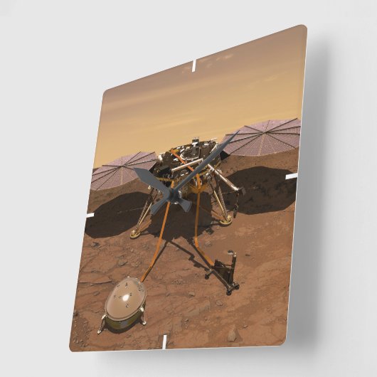De Insight Lander opererend op het oppervlak van M Vierkante Klok (Hoek)
