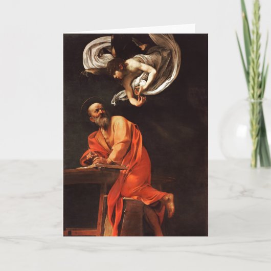 De inspiratie van Heilige Matthew, Caravaggio Kaart (Voorkant)