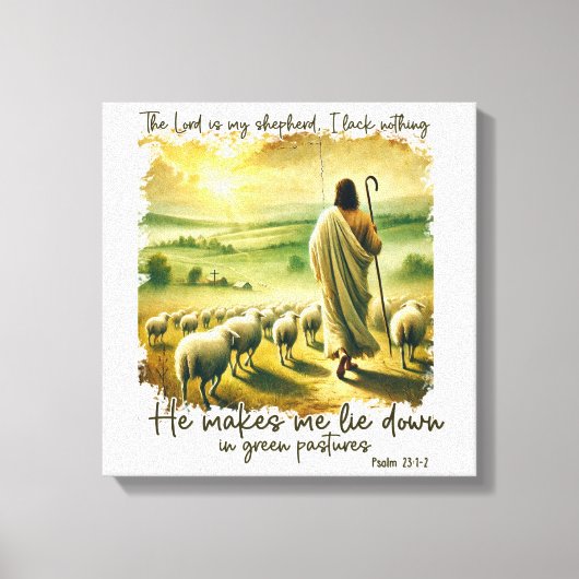 De Inspirerend Christelijke Heer is mijn Herder Canvas Afdruk (Voorkant)
