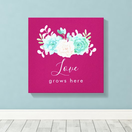 De Inspirerend liefde van het Citaat groeit hier F Canvas Afdruk (Insitu (Houten vloer))