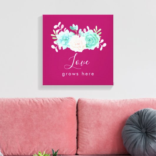 De Inspirerend liefde van het Citaat groeit hier F Canvas Afdruk (Insitu (Woonkamer))