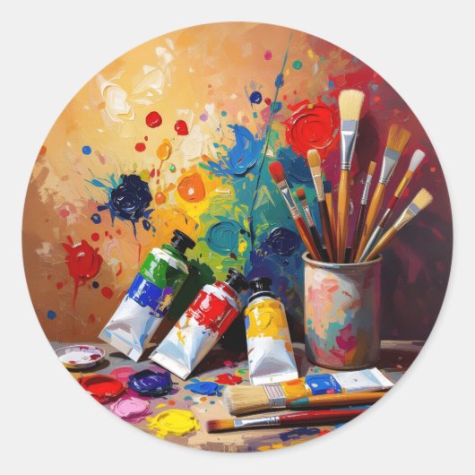 De instrumenten van de verbeelding – Creatieve wer Ronde Sticker (Voorkant)