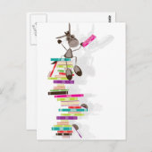 De Intellectuele Donkey bovenop een tower boeken Briefkaart (Voorkant / Achterkant)