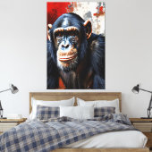 De intense blik van de chimpansee canvas afdruk (Insitu (Slaapkamer))