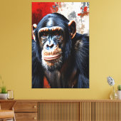De intense blik van de chimpansee canvas afdruk (Insitu (Woonkamer))