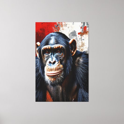 De intense blik van de chimpansee canvas afdruk (Voorkant)