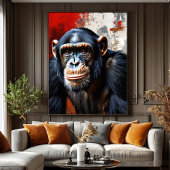 De intense blik van de chimpansee canvas afdruk
