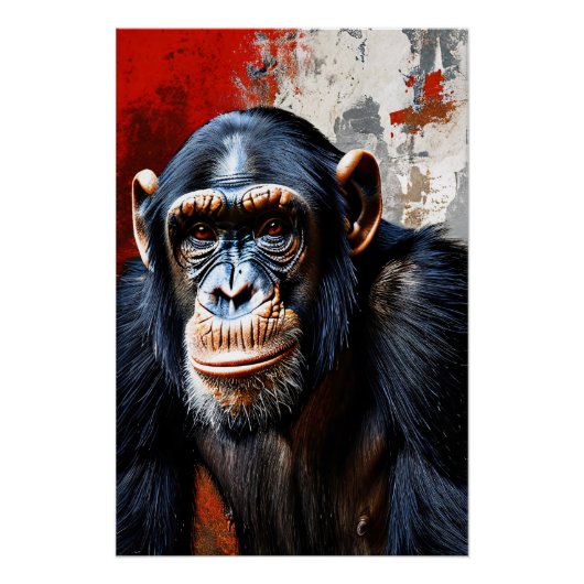 De intense blik van de chimpansee perfect poster (Voorkant)