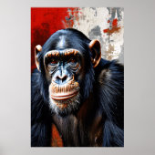 De intense blik van de chimpansee poster (Voorkant)