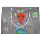 De interactie UFO Earth en Alien Large Gift Bag Groot Cadeauzakje (Voorkant)