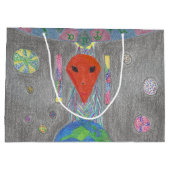 De interactie UFO Earth en Alien Large Gift Bag Groot Cadeauzakje (Achterkant)