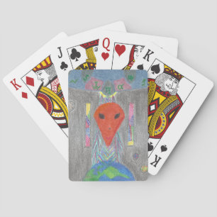 De interactie UFO Earth en Alien Spellingkaarten Pokerkaarten