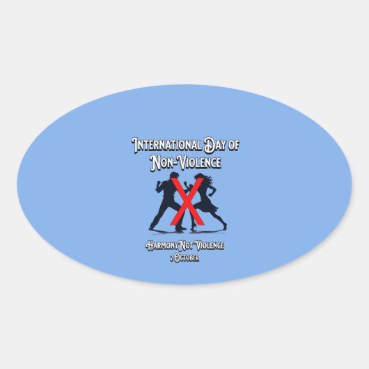 De Internationale Dag van het Niet-Geweld. Harmoni Ovale Sticker (Voorkant)