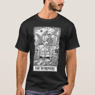 De Introvert Tarotkaart Skelet Leest Boek T-shirt