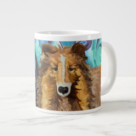 De invasieve collie van de Psychedelic Dog Para Grote Koffiekop