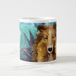 De invasieve collie van de Psychedelic Dog Para Grote Koffiekop