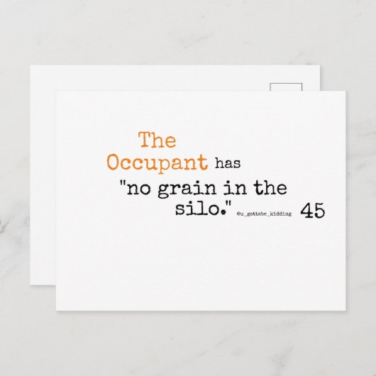 De inwoner heeft geen graan in de silo briefkaart (Voorkant / Achterkant)