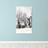 De inwoners van Boston Throw Canvas Afdruk (Insitu (Houten vloer))