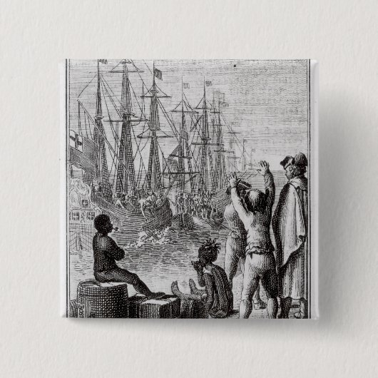 De inwoners van Boston Throw Vierkante Button 5,1 Cm (Voorkant)