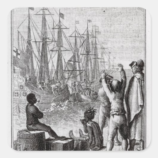 De inwoners van Boston Throw Vierkante Sticker (Voorkant)