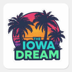 De Iowa Droom Amerikaanse Retro Zomer Vierkante Sticker