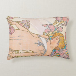 De Iris (1897) door Alphonse Mucha Accent Kussen