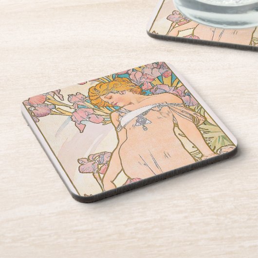 De Iris (1897) door Alphonse Mucha Bier Onderzetter (Linkerzijde)