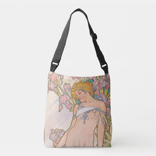 De Iris (1897) door Alphonse Mucha Crossbody Tas (Voorkant)