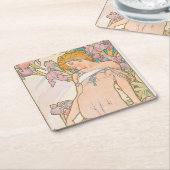 De Iris (1897) door Alphonse Mucha Kartonnen Onderzetters (Schuin)