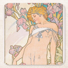De Iris (1897) door Alphonse Mucha Kartonnen Onderzetters