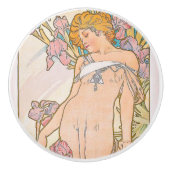 De Iris (1897) door Alphonse Mucha Keramische Knop (Voorkant)