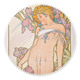 De Iris (1897) door Alphonse Mucha Keramische Knop