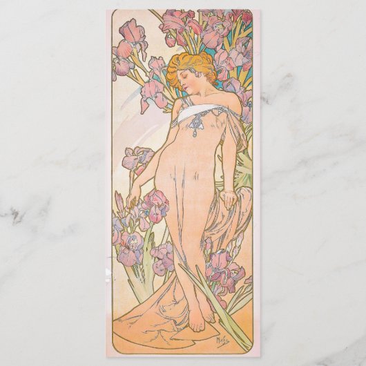 De iris (1897) van het Bladwijzer Alphonse Mucha Menu (Achterkant)