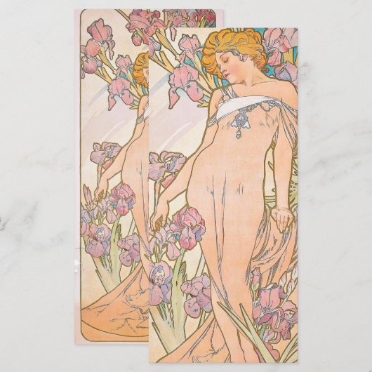 De iris (1897) van het Bladwijzer Alphonse Mucha Menu (Voorkant / Achterkant)