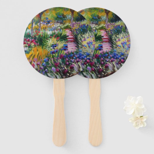 De Iris Garden van Claude Monet Handwaaier (Voorkant en achterkant)