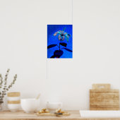De iriserende hibiscus bloeit blauw roze poster (Keuken)