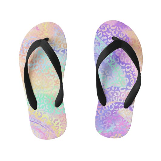 De iriserende luipaard serie ontwerp 3 kinder teenslippers (Voetbed)