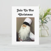 DE ITALAAANSE CHEF=JOIN ONS VOOR CHRISTMAS-INVITAT KAART (Staand voorkant)
