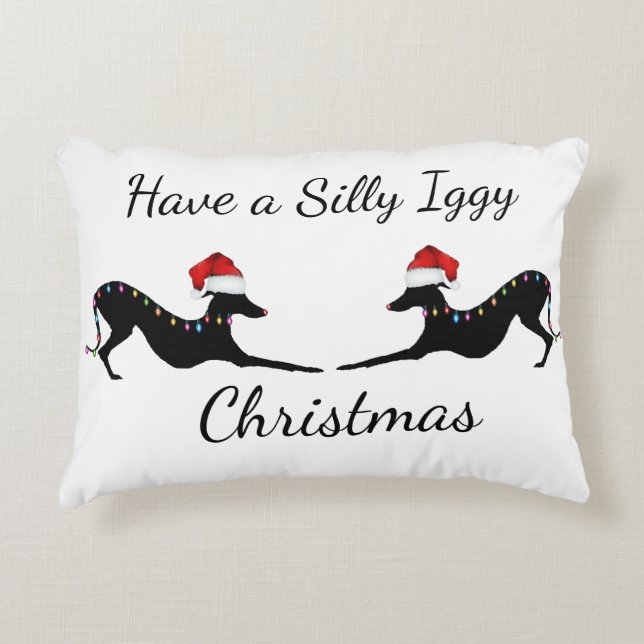 De Italiaanse Greyhound Kerstmis Pillow. Accent Kussen (Voorkant)