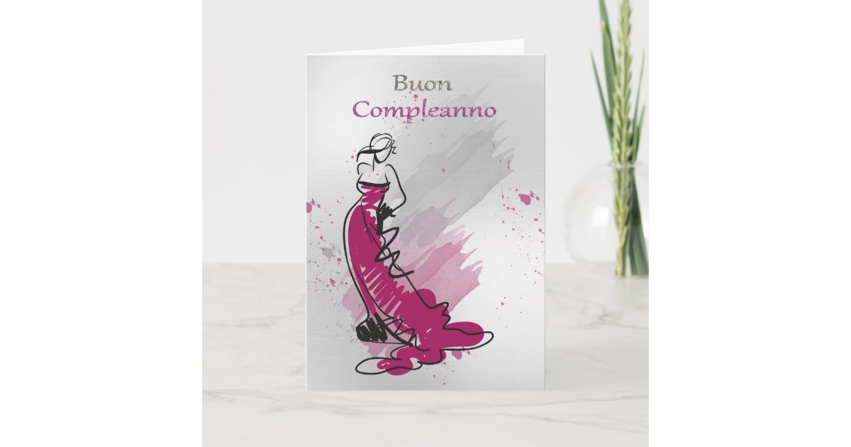 De Italiaanse Groet Van De Verjaardag Met Vrouw In Kaart Zazzle Nl