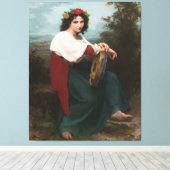 De Italiaanse met de Baskische trommel (1872) Canvas Afdruk (Insitu (Houten vloer))
