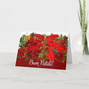 De Italiaanse Poinsettia Buon Natale van Kerstmis! Feestdagen Kaart