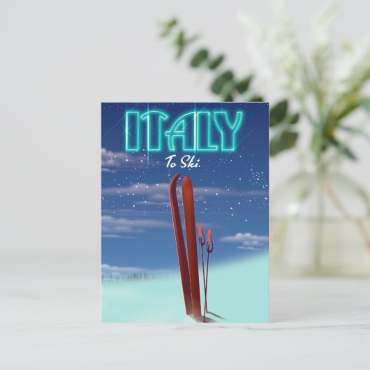 De Italiaanse reisposter Ice Ski. Briefkaart (Staand voorkant)