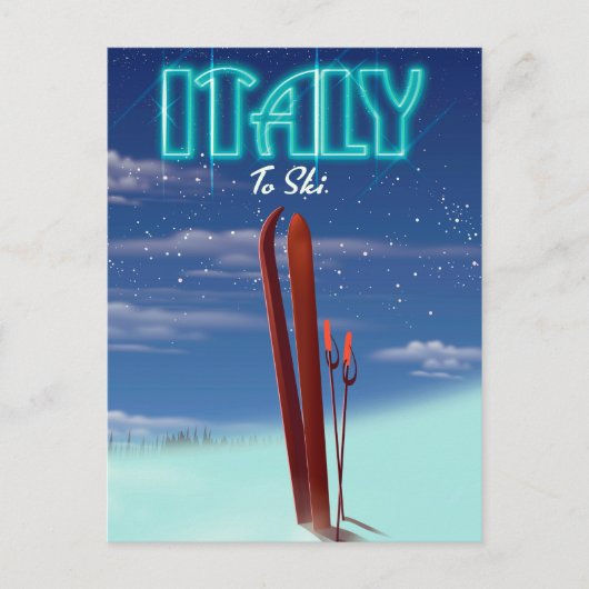 De Italiaanse reisposter Ice Ski. Briefkaart (Voorkant)