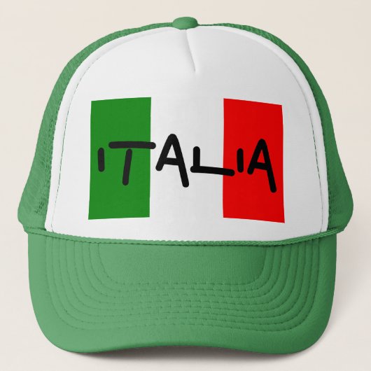 De Italiaanse Vlag Groen Wit Red Hat van Italië Trucker Pet (Voorkant)