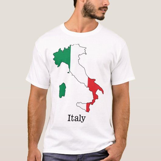 De Italiaanse vlag op zijn kaart - Souvenir Collec T-shirt (Voorkant)